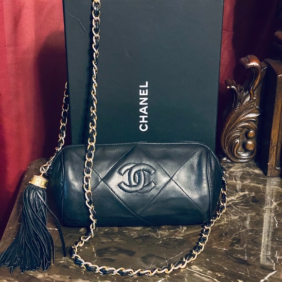 rare ❤️Chanel leather vintage barrel bag tassel - Picture 2 of 8